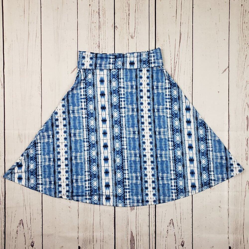 LuLaRoe Blue Geometric Printed A-Line Mini Skirt Women's Size XS